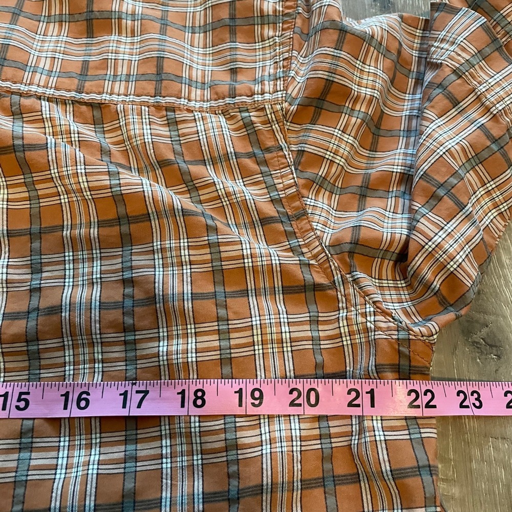 Eddie Bauer Mens Shirt Medium Orange Plaid Cotton Short Sleeve Hiking Casual - Picture 5 of 6